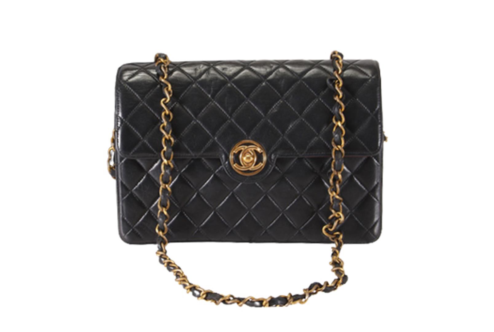 Chanel Black Quilted Lambskin Leather CC