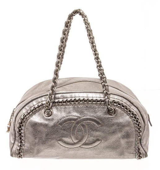 Chanel Silver Leather Doctor Shoulder Bag
