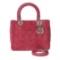 Christian Dior Pink Quilted Cannage Suede Leather Medium Lady Dior Handbag