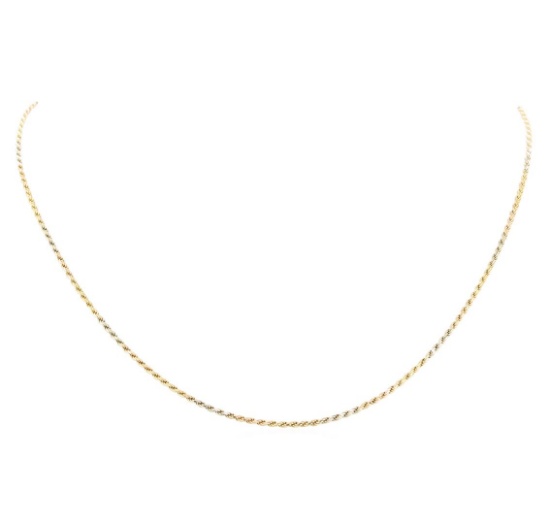 Twenty Inch Tri-color Rope Chain - 14KT Yellow, Rose, and White Gold