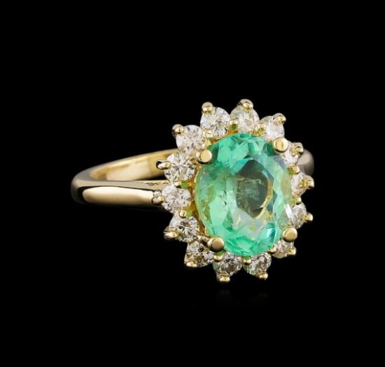 2.65 ctw Emerald and Diamond Ring - 14KT Yellow Gold