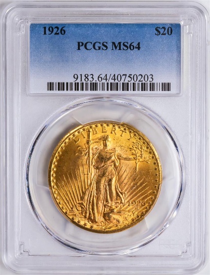 1926 $20 St. Gaudens Double Eagle Gold Coin PCGS MS64
