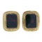 Vintage 14K Yellow Gold Octagonal Bloodstone Twisted Wire Frame Button Earring