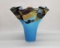 Blue Speckled Fluted Vase by Seattle Glassblowing Studio