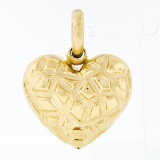 Sidra Brev Italian 18K Yellow Gold Large Puffed Textured Mosaic Heart Pendant
