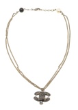 Chanel Gold-tone CC Pearl Chain Necklace