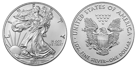 2021 American Silver Eagle .999 Fine Silver Dollar Coin