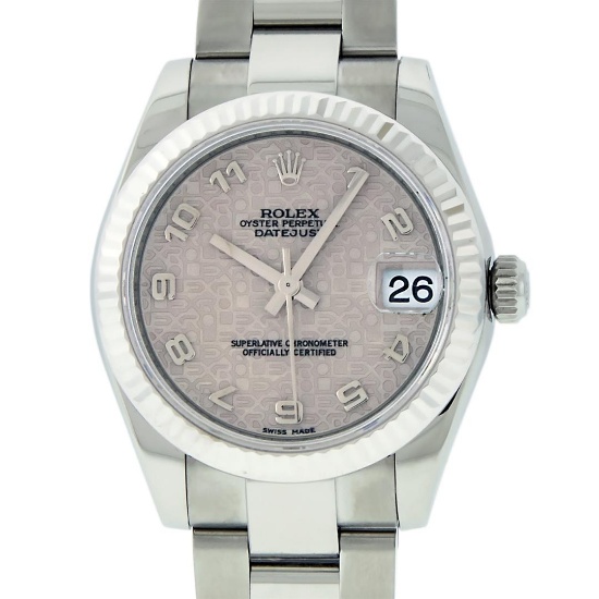Rolex Ladies Midsize 31MM Cream Arabic Dial Oyster Band Datejust