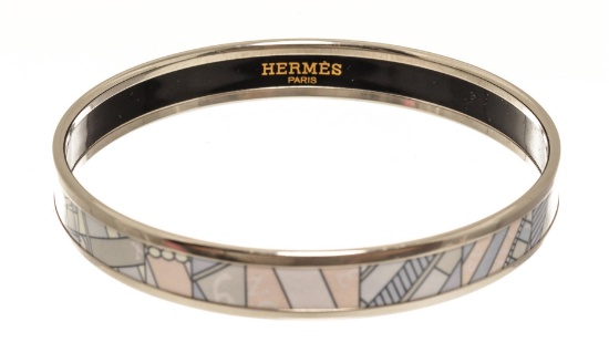 Hermes Purple Email Bangle with Silver Hardware