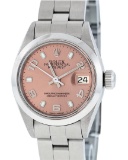 Rolex Ladies Stainless Steel Salmon Dial 26MM Oyster Band Wristwatch