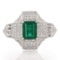 2.87 ctw Emerald and 2.12 ctw Diamond Platinum Ring