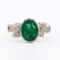 3.12 ctw Emerald and 0.38 ctw Diamond 18K White Gold Ring