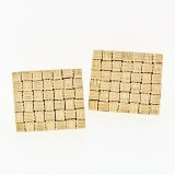 Vintage Men's 14k Yellow Gold Squared Woven Basket Pattern Work Heavy Cuff Links