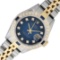 Rolex Ladies 2T Quickset Blue Vignette Diamond And Sapphire Datejust Wristwatch
