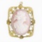 Antique Victorian 10k Gold Carved Pink Shell Cameo Brooch Pendant w/ Open Frame