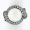 Jean Vitau 18k Black Gold 13.4mm Round Pearl & Diamond Bypass Statement Ring