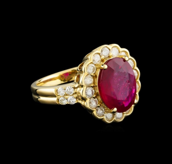 14KT Yellow Gold 3.44 ctw Ruby and Diamond Ring