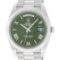 Rolex Mens 18K White Gold Olive Green Roman Dial Day Date President 40MM With Bo