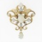 Vintage 14k Yellow Gold Cabochon Opal Teardrop Dangle Open Pin Brooch Pendant
