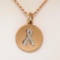 NEW 14K Rose Gold.10 ctw Diamond Awareness Ribbon Disc Pendant w/ 16