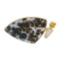 Large 18k Gold Dendritic Agate Amber & Natural Rock Crystal Designer Brooch Pin