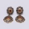 Pair of Mogul Style Silver Topped Gold Polki Diamond & Tourmaline Earrings