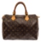 Louis Vuitton Brown Monogram Canvas Leather Speedy 30 Satchel Bag