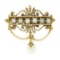 Vintage Victorian Revival 14K Gold Opal Cultured Pearl Dangle Brooch Pin Pendant