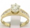 14k Yellow Gold Round Diamond Solitaire Engagement Ring w/ 12 Graduated Accents
