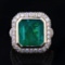 9.15 ctw Emerald and 4.33 ctw Diamond 18K Yellow Gold Ring