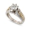 0.97 ctw SI3 CLARITY CENTER Diamond 18K White and Yellow Gold Ring (1.59 ctw Dia