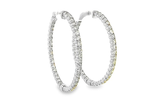 4.63 ctw Diamond Hoop Earrings - 14KT White Gold