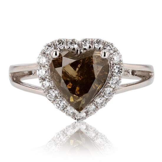 2.01 ctw CENTER Fancy Yellowish Brown Diamond Platinum Ring (2.35 ctw Diamonds)