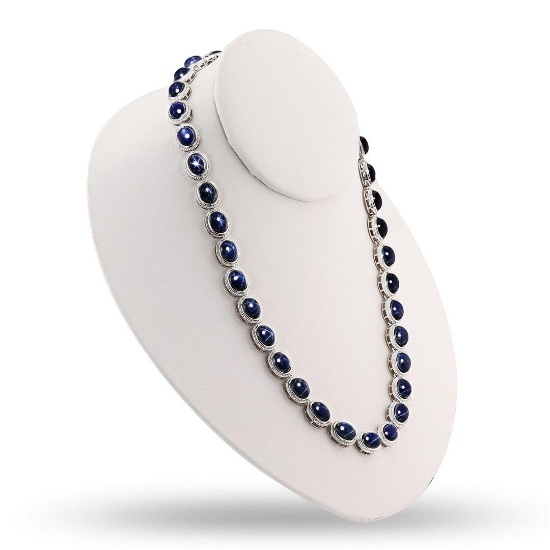 116.22 ctw Blue Sapphire and 0.26 ctw Diamond Necklace