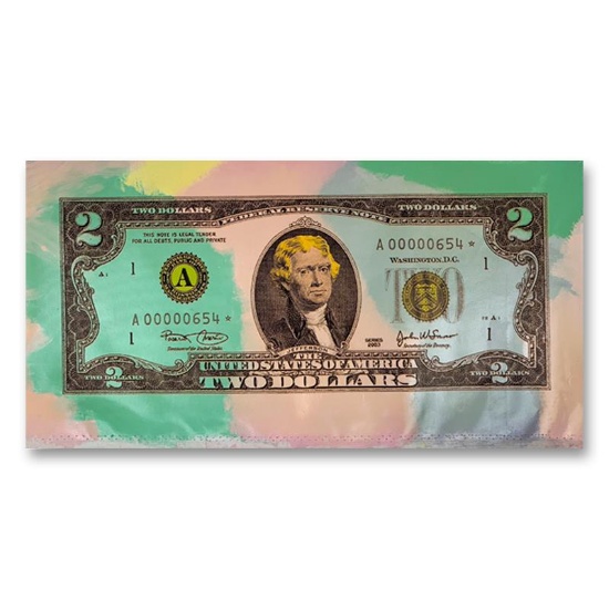 2 Dollar Bill by Steve Kaufman (1960-2010)