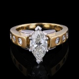 2.01 ctw SI2 CLARITY CENTER Diamond 18K Yellow and White Gold Ring (2.26 ctw Dia