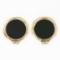 Large Vintage 14k & 22k Gold Bezel Black Onyx Diamond Earrings w/ Hammered Frame