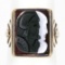 Antique Victorian 14k Gold White & Black Agate Double Cameo on Carnelian Ring