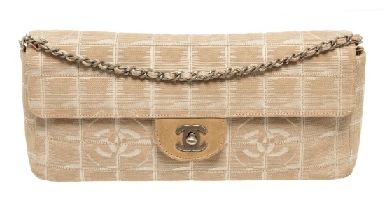 Chanel Tan Quilted Nylon New Travel Line Flap Shoulder Bag