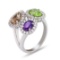 3.80 ctw Multi-Color Sapphire and 0.56 ctw Diamond 18K White Gold Ring