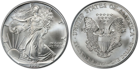 1994 American Silver Eagle .999 Fine Silver Dollar Coin