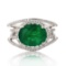3.46 ctw Emerald and 0.83 ctw Diamond Platinum Ring
