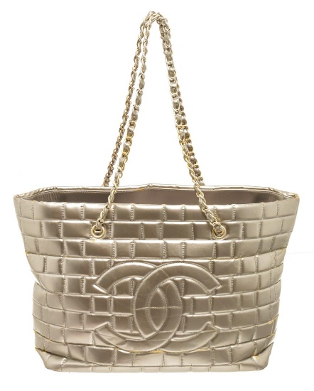 Chanel Silver Quilted Lambskin Igloo Tote Bag