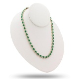 18.82 ctw Emerald and 10.47 ctw Diamond 14K Yellow Gold Necklace