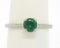 Vintage Platinum Etched Petite QUALITY .51 ctw Emerald Solitaire Ring Engagement