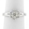 18K White Gold 0.84 ctw Ideal Round Brilliant Cut Diamond Flower Cluster Ring