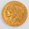 1925-D $2.5 Indian Head Quarter Eagle Gold Coin CU