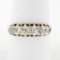 Antique Victorian 14k Rosy Yellow Gold 1.35 ctw 5 Old Mine Cut Diamond Band Ring