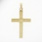 Petite Antique 14K Yellow Gold Hand Engraved Simple Puffed Square Cross Pendant