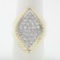 Vintage 14k Gold 1.20 ctw Pave Round Diamond Scalloped Sides Large Cocktail Ring